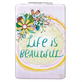 Life is beautiful compact mirror perfect for purse, make-up bag or backpack.