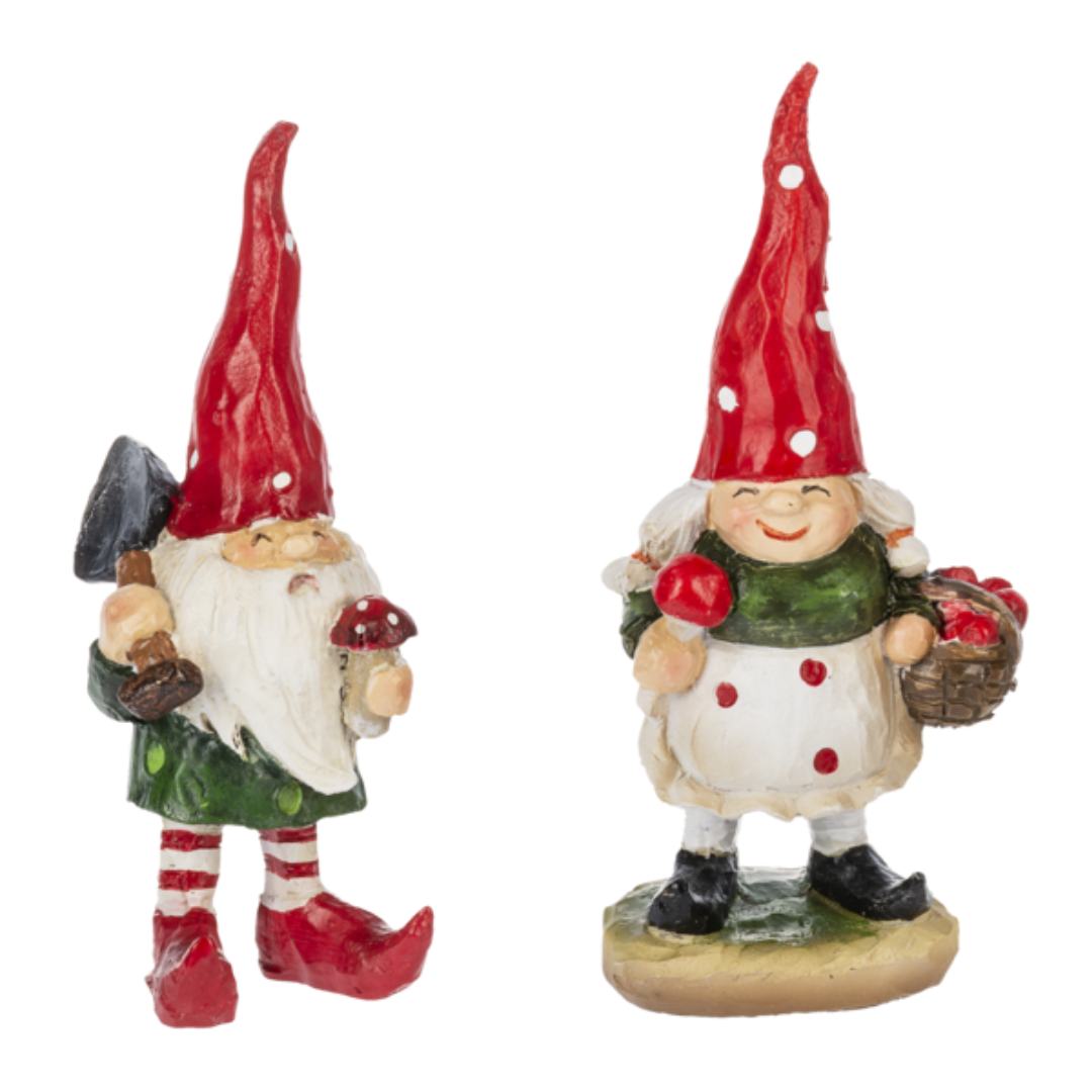 Cottagecore Mushroom Gnome Mr and Mrs Figurines 4 inches tall