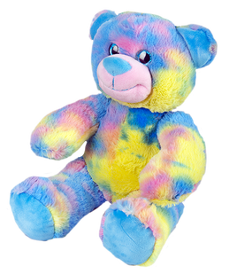 16 inch cotton candy tie dye teddy bear with plastic blue eyes