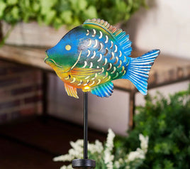 Discus Metal Fish with Solar Light Garden Stake perfect for landscaping, flower beds or driveways at the Lake or River.