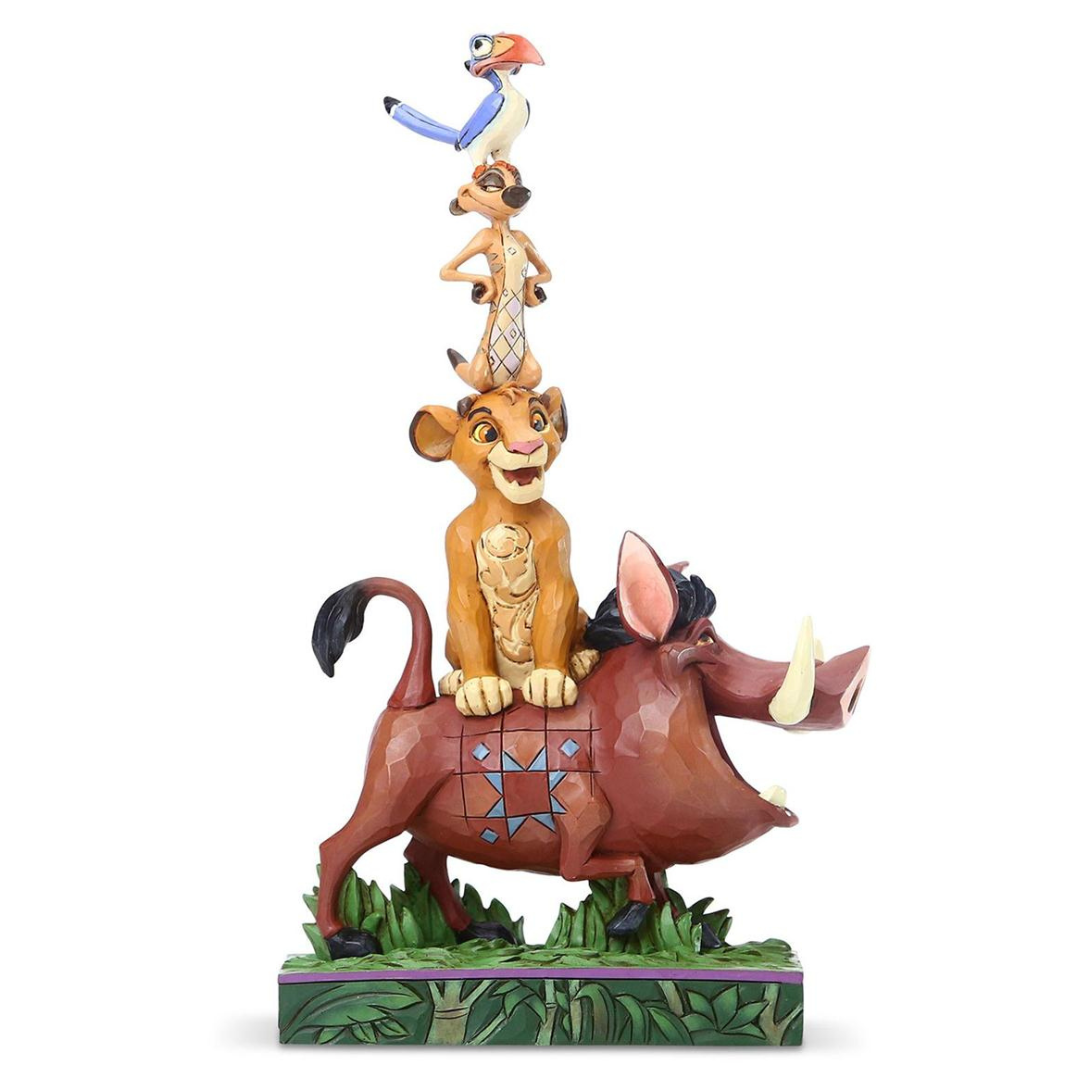 Simba, Pumba, Timon, and Zazu stacked on top of each other Lion King friendship figurine by Jim Shore.