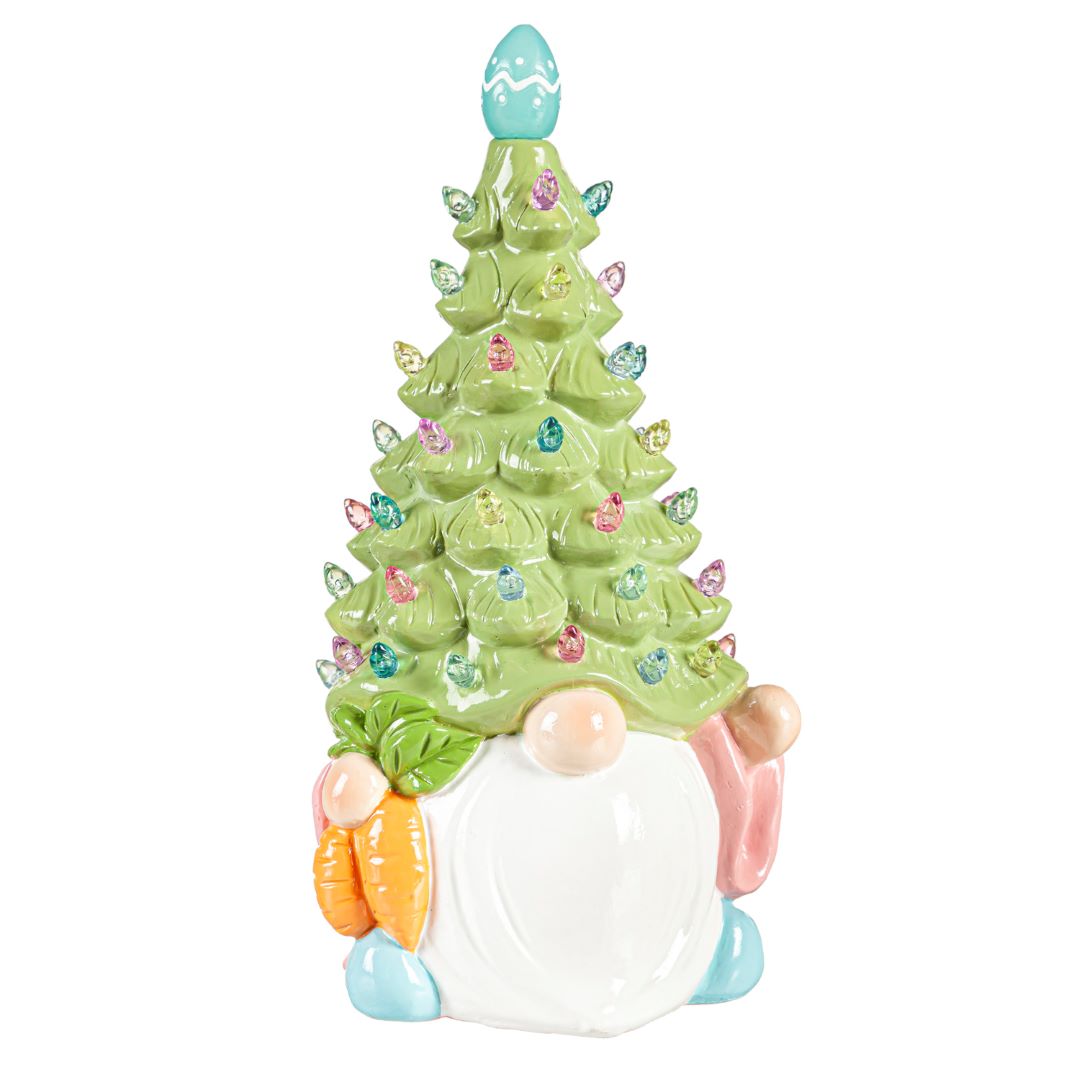 LED Gnome with Easter Tree Hat Tabletop Decor