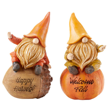 Fall Happy Harvest and Welcome Fall Gnome Figurines