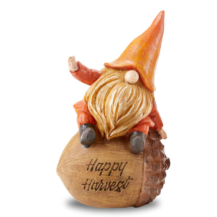 fall harvest gnome on happy harvest acorn figurine