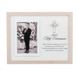 First Holy Communion Gift Picture frame with 'May God live within your heart and keep you in His care. Guide and guard you day & night and answer every prayer.' message.