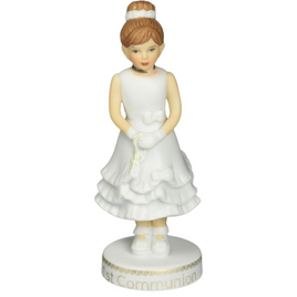 First communion brunette girl figurine from Growing Up Girls collection. Perfect for special occassion.