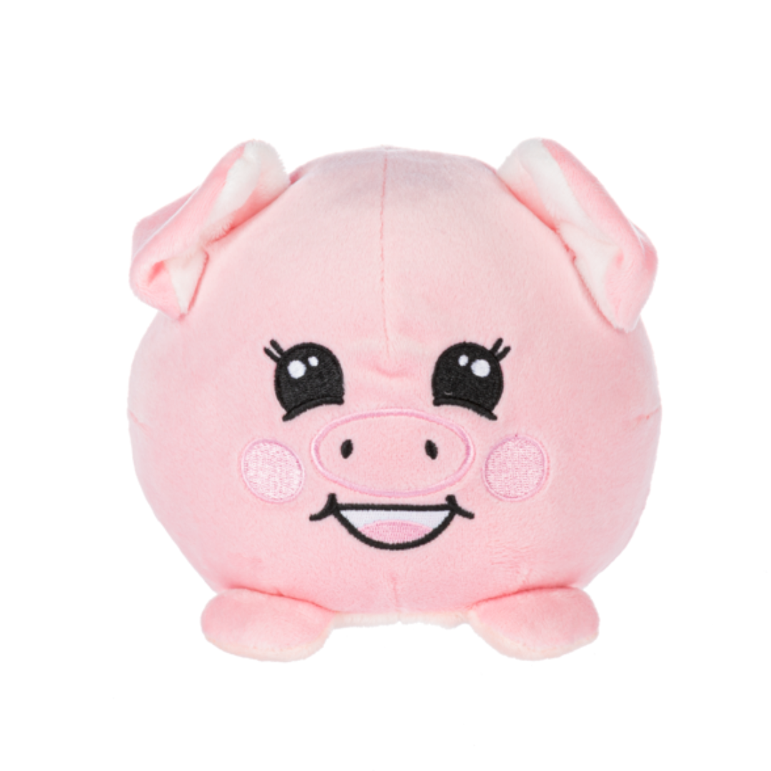 Flipsides Pig turns inside out from ping with eyes open to grey with eyes shut 6 inch piglet plush stuffed toy
