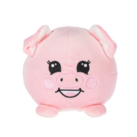Flipsides Pig turns inside out from ping with eyes open to grey with eyes shut 6 inch piglet plush stuffed toy