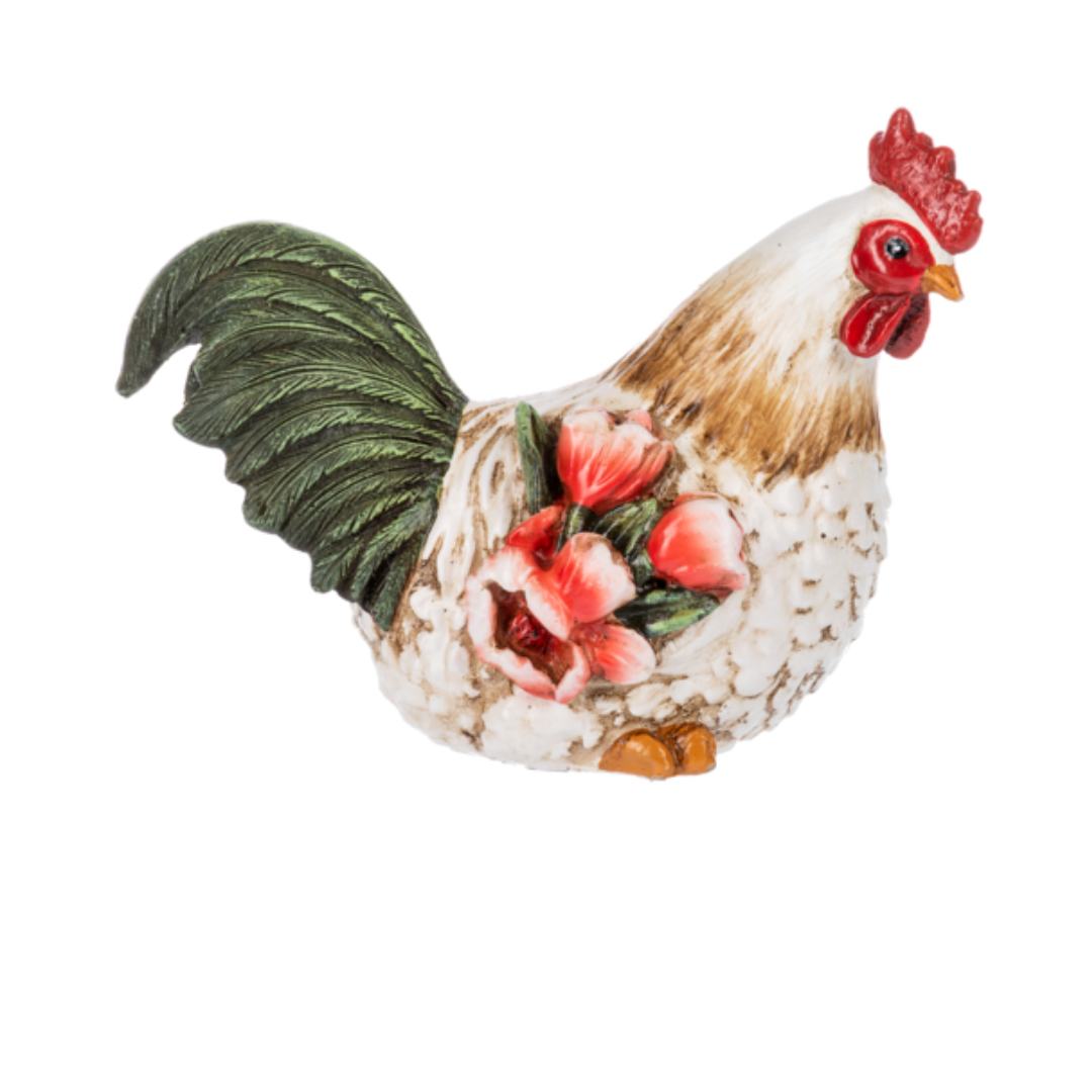 Floral Rooster Figurine - assorted