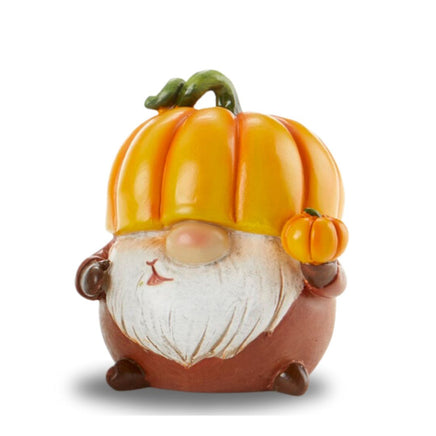 Comical Gnome wearing a yellow pumpkin for a hat figurine