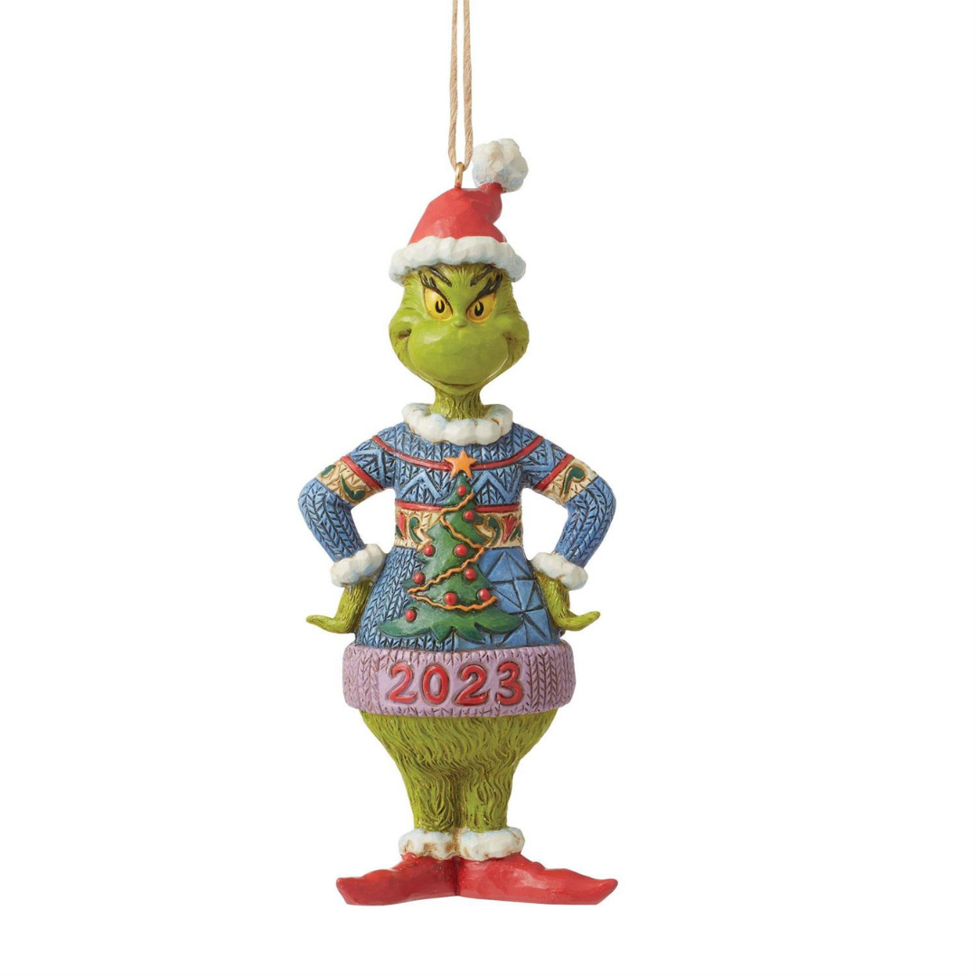 The Grinch 2023 Ugly Christmas Sweater hanging ornament by Jim Shore