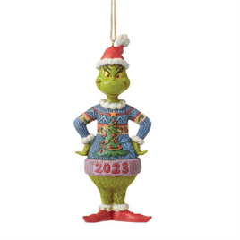 The Grinch 2023 Ugly Christmas Sweater hanging ornament by Jim Shore