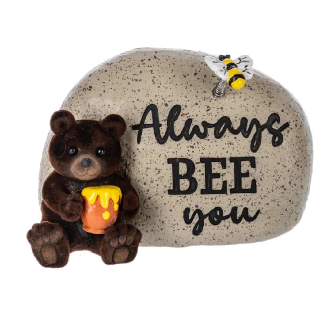 Grizzly Bear and Bee Garden Stone Figurine - assorted