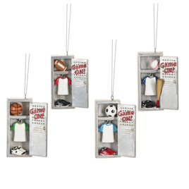 Choose your favorite sport gym locker ornament. Choose from football, basketball, soccer or baseball. Cute hanging ornaments for the sports player