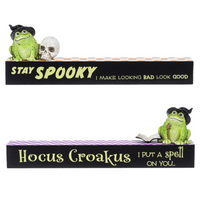Halloween Sign with Frog Figurine Accent Shelfsitters