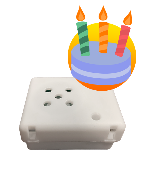 Happy Birthday Sound Module with cartoon voices wishing a happy birthday for use in Frannie and friends create a cuddly plush stuffed animals.