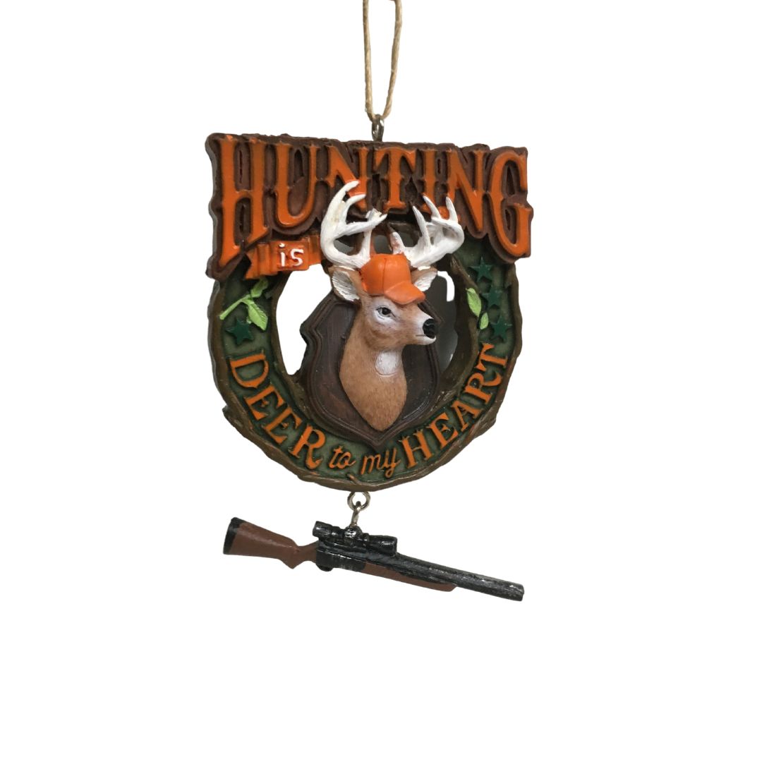 Hunting is deer to my heart hanging ornament. Gift idea for deer hunter