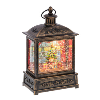 LED Light Up Shimmer Lantern with Christmas tree and teddy bear