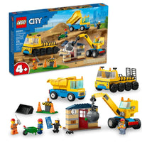 LEGO City construction trucks and wrecking ball crane buidling block set includes 235 pieces for ages 4+ 