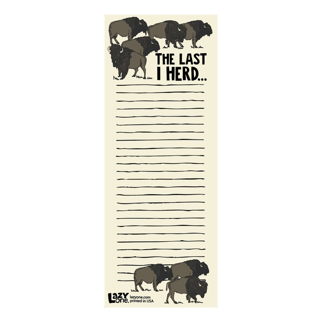 "Last I Herd" Buffalo Themed List Pad - Magnetic, 50 Sheets