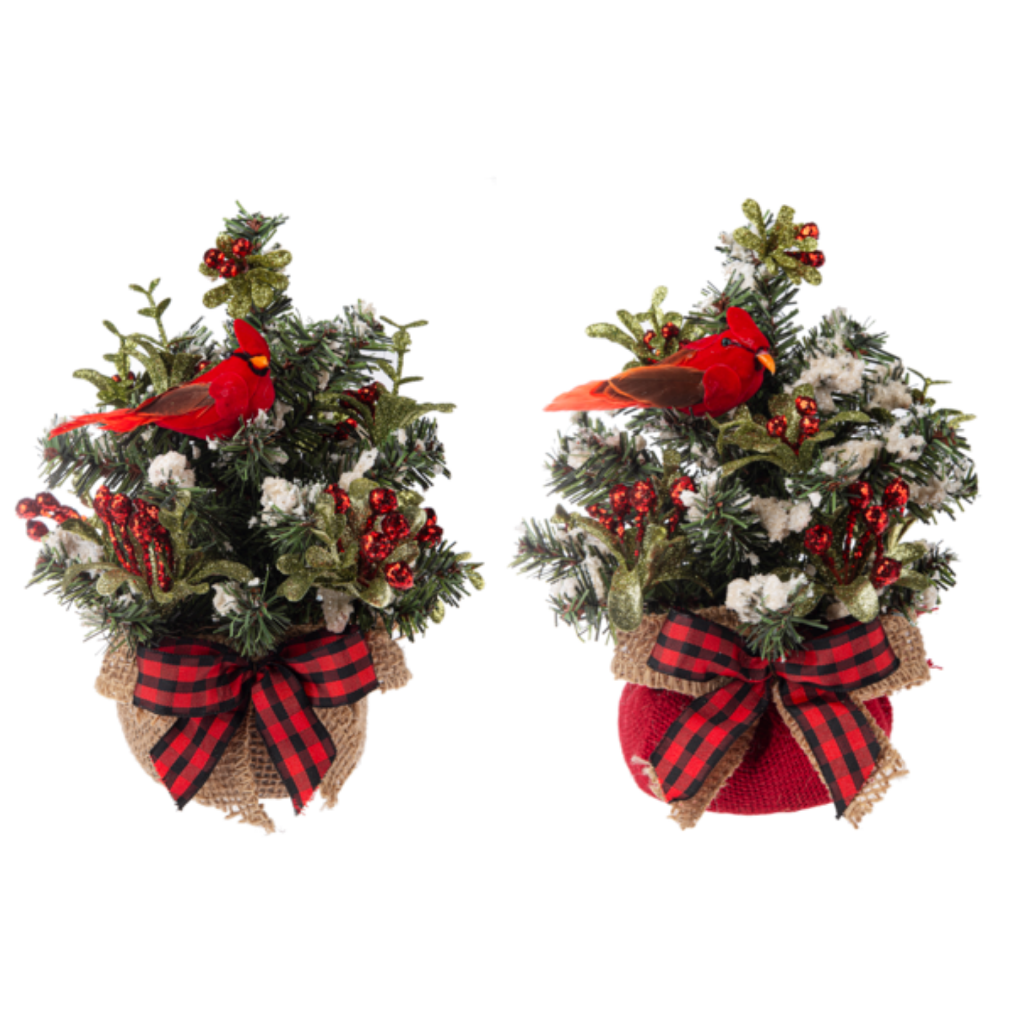 Mini Cardinal Evergreen Tree | Rustic Christmas Decor – Chivilla Bay
