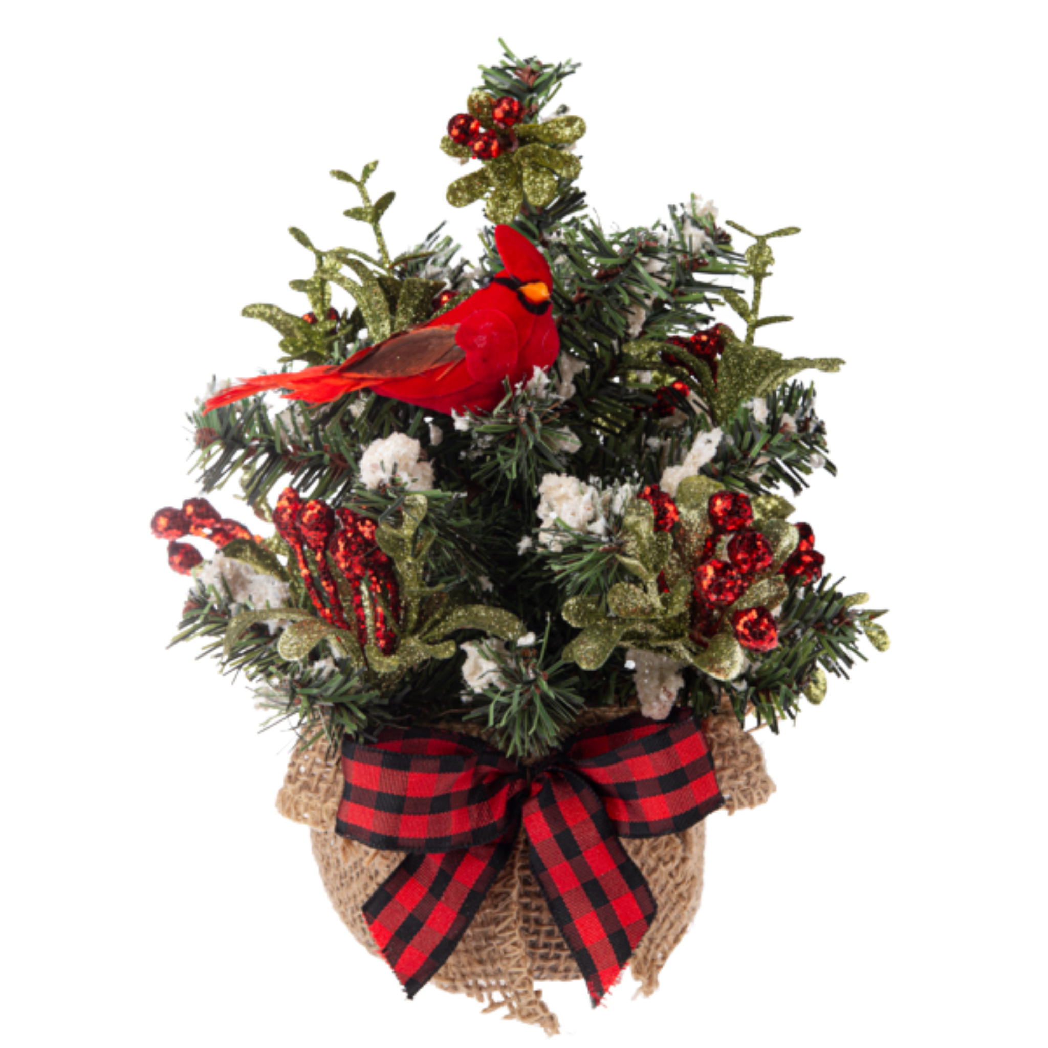 Cardinal Spruce Tree Mini Cardinal Evergreen Tree | Rustic Christmas Decor – Chivilla Bay