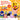 Promotional image of squishy toys with a hand holding a yellow emoji-style toy against an orange background.
