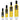 Four clear glass bottles of Olivelle Caramelized Garlic infused olive oil shown in 100 ML, 250 ML, 500 ML, and 750 ML sizes, filled with olive oil and topped with black caps on a white background.