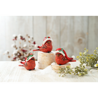 Red Cardinal in Santa Hat Figurine for Christmas decorating