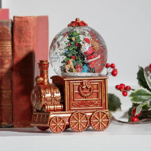 Santa's LED Train Water Globe Lantern