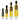 Four glass bottles of Olivelle Sicilian Lemon infused olive oil in different sizes (100 ML, 250 ML, 500 ML, and 750 ML) arranged in ascending order of height against a white background.