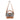 Sixtease Crossbody bag with brown leather accents and gray patterned fabric on a white background