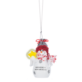 Warm wishes and Snowflake Kisses Snowman Angel Ornament