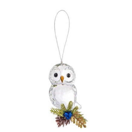 Crystal Expressions Owl on Pinecone Acrylic Christmas Tree Ornament