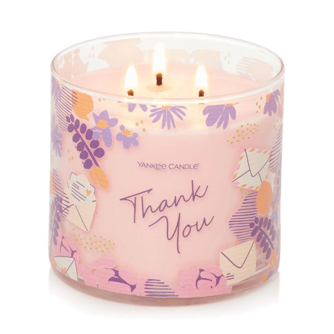 Thank You Candle with 3 Wicks in Pink Sand Scent by Yankee Candle Company