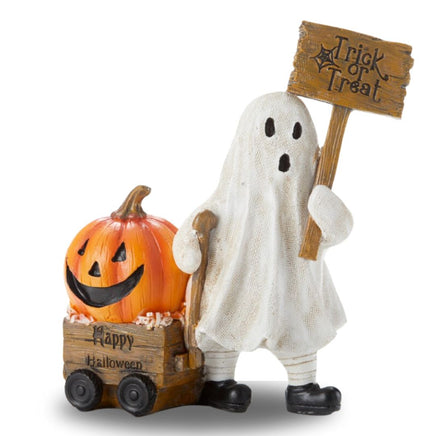 Trick or Treat Ghost and Jack O Lantern Happy Halloween Figurine from Delton Corporation.