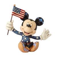Disney Traditions Mini Patriotic Mickey Mouse Figurine 3.5" waving American Flag