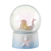 Water Globe with little mermaid laying in sand. Cute gift for little girl. 