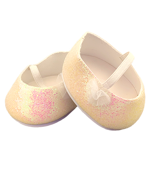 White Sparkle Dress Shoes for 16" plush teddy bears and other stuffed animals from the Frannie and Friends Create a Cuddly Collection