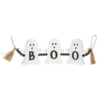 Wooden Ghost Halloween Decor with BOO