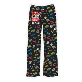Eat Sleep Game Repeat Unisex Lounge Pants with all over video game design