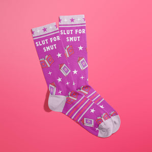 Slut for Smut women's crew socks funny book lover socks