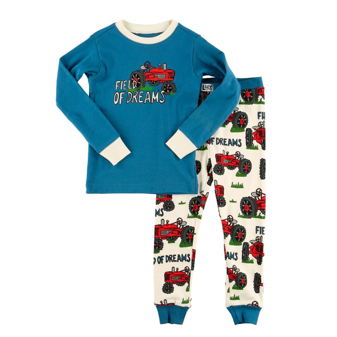 Field of Dreams Tractor Pajamas Set for Kids - 100% Combed Cotton