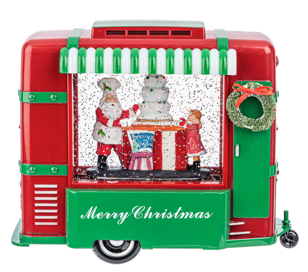 Santa's Christmas Food Truck Snow Globe Figurine