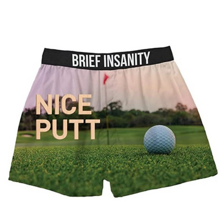 Nice Putt Funny Golfing Unisex Boxer Shorts by Brief Insanity