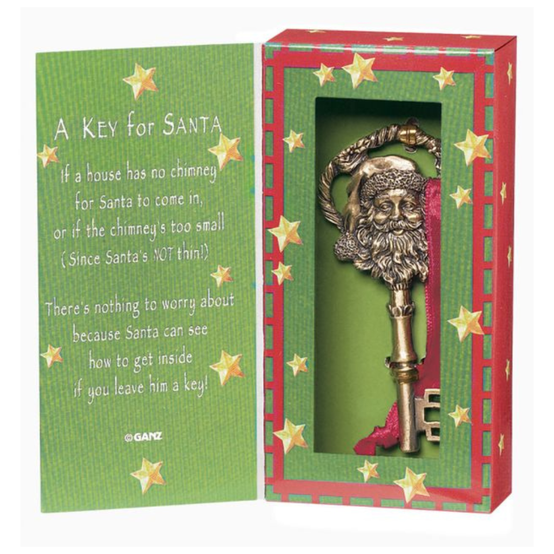 A key for Santa to open the door if you don't have a chimney in a gift box.