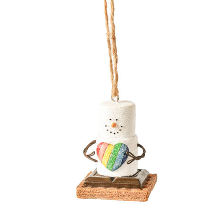Smores Pride Ornament with rainbow heart