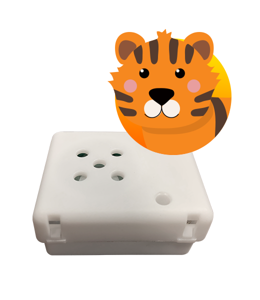 Tiger sound module for plush stuffed animals in the Frannies and Friends collection. Add to any plush character to add a tiger sound when pushed.