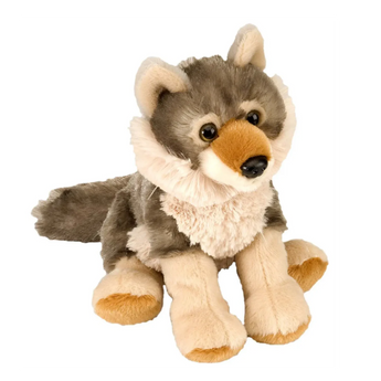wolf stuffed animal 8 inch with plush grey fur