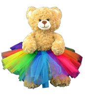 Rainbow colored tutu for dressing up teddy bears, and other plush animal toys 16 inches in size.